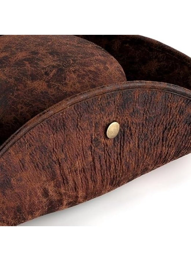 Pirate Tricorn Hat - Brown Faux Leather Vintage Wrinkle Distressed for Men Women - Cosplay and Party - Image 5