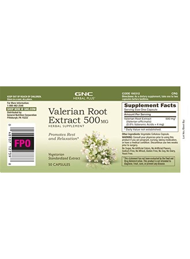 GNC Herbal Plus Valerian Root Extract 500 MG,50 servings - Image 3