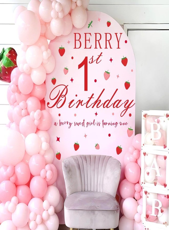 THEYGE Berry First Birthday Decal for Baby Girls First One Birthday Backdrop Decals Baby Shower Sign Party Decor Balloon Arch Strawberry Party Decorations Strawberry Fruit Wall Stickers Supplies - Image 3