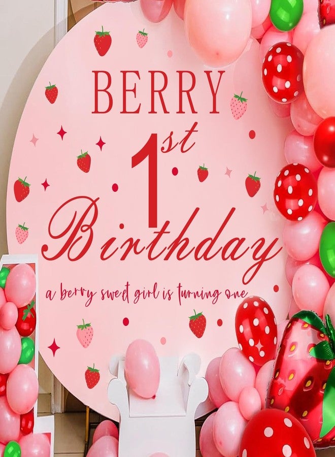 THEYGE Berry First Birthday Decal for Baby Girls First One Birthday Backdrop Decals Baby Shower Sign Party Decor Balloon Arch Strawberry Party Decorations Strawberry Fruit Wall Stickers Supplies - Image 1