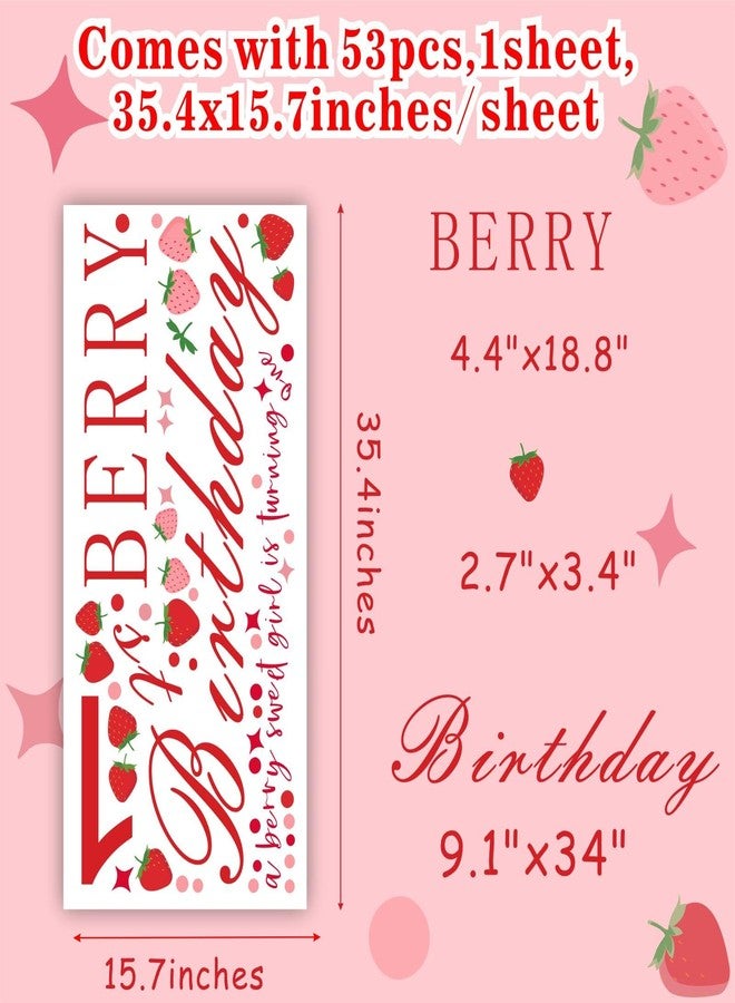THEYGE Berry First Birthday Decal for Baby Girls First One Birthday Backdrop Decals Baby Shower Sign Party Decor Balloon Arch Strawberry Party Decorations Strawberry Fruit Wall Stickers Supplies - Image 5