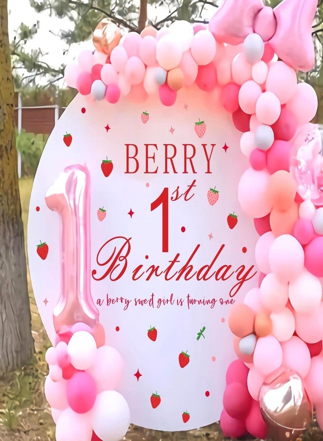 THEYGE Berry First Birthday Decal for Baby Girls First One Birthday Backdrop Decals Baby Shower Sign Party Decor Balloon Arch Strawberry Party Decorations Strawberry Fruit Wall Stickers Supplies - Image 2