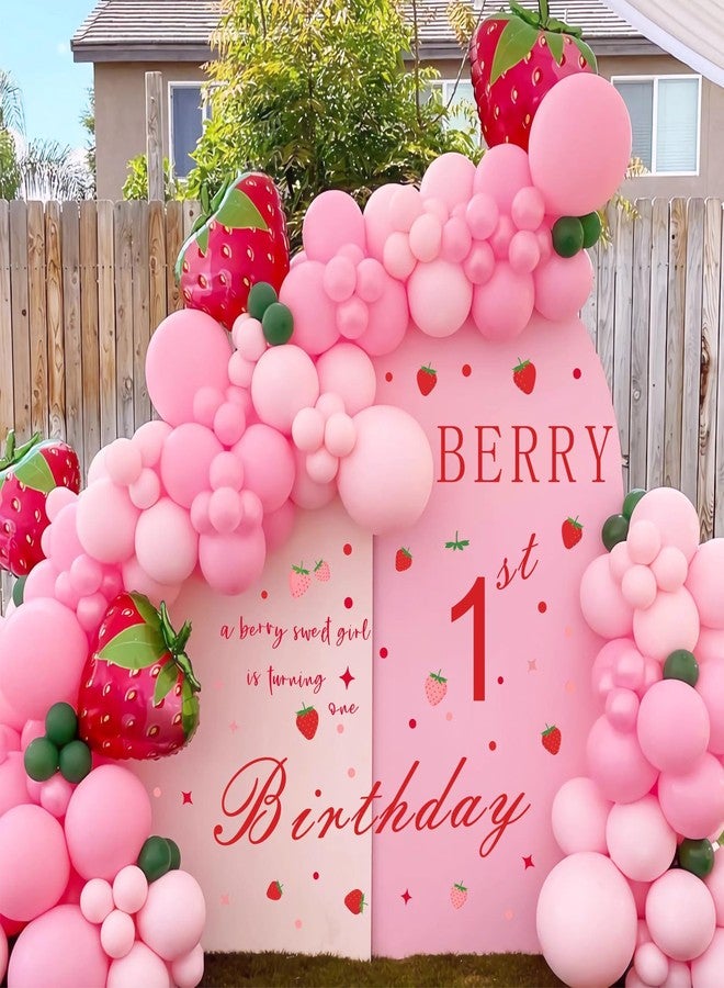 THEYGE Berry First Birthday Decal for Baby Girls First One Birthday Backdrop Decals Baby Shower Sign Party Decor Balloon Arch Strawberry Party Decorations Strawberry Fruit Wall Stickers Supplies - Image 4