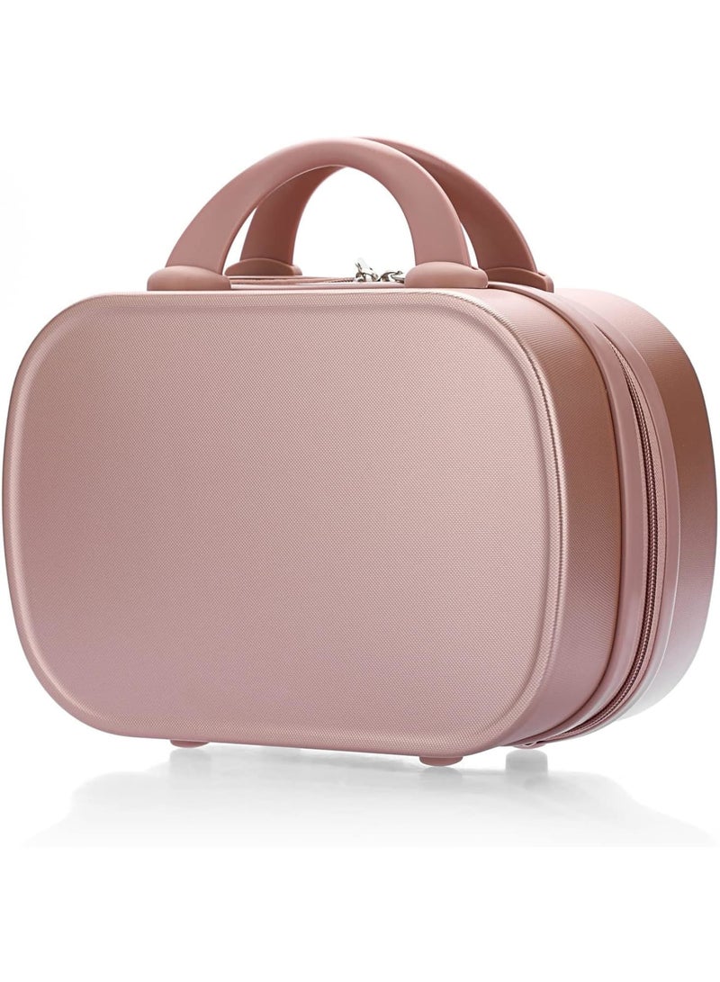 SOLARAE Portable Makeup Travel Case, Mini ABS Carrying Suitcase with Elastic Band, Multifunctional Storage Makeup Bag Suitable for women and girls to go out and travel (Rose Gold) - Image 1