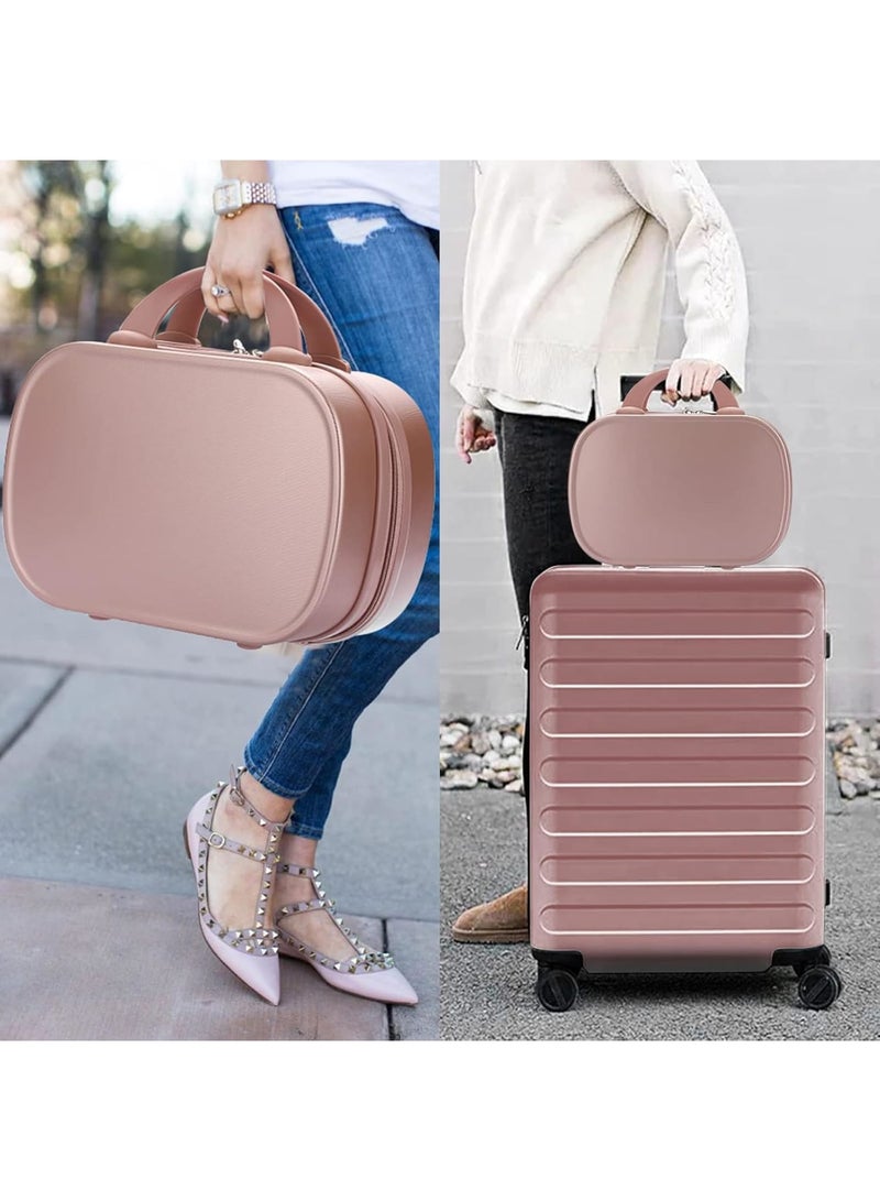 SOLARAE Portable Makeup Travel Case, Mini ABS Carrying Suitcase with Elastic Band, Multifunctional Storage Makeup Bag Suitable for women and girls to go out and travel (Rose Gold) - Image 4