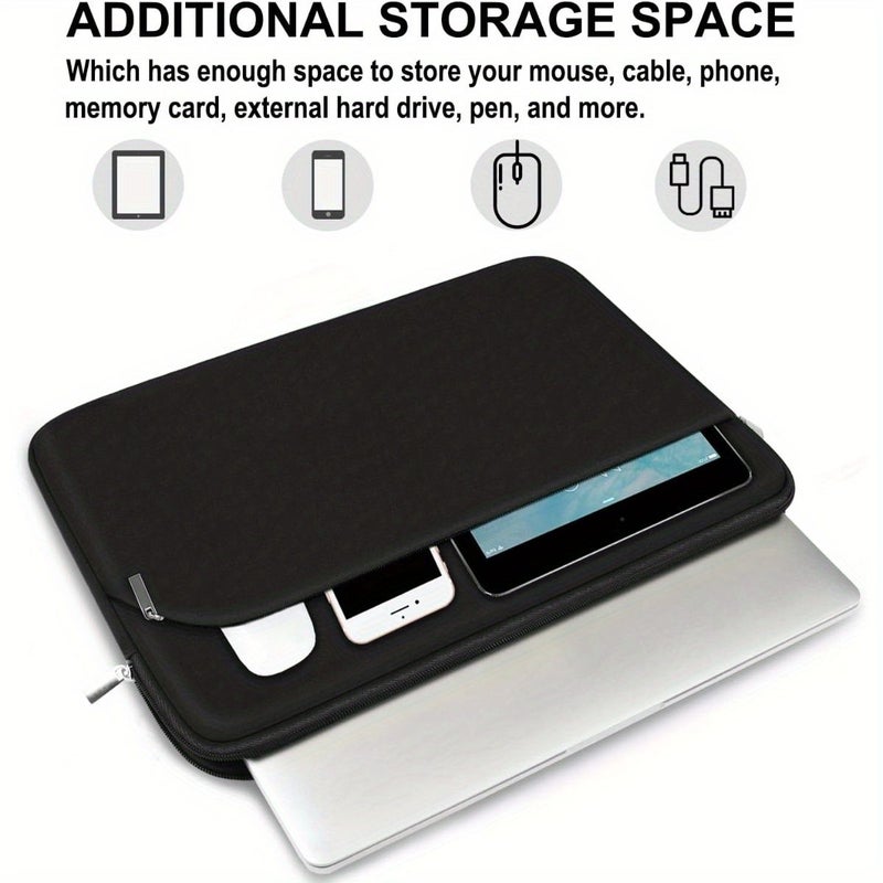 Thin Laptop Sleeve 15.6 Inches Black with Front Pocket for Daily Commute - Image 1