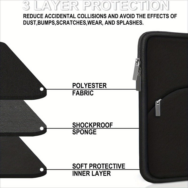Thin Laptop Sleeve 15.6 Inches Black with Front Pocket for Daily Commute - Image 5