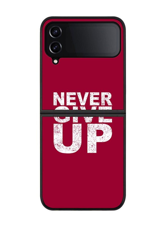 Stylizedd Rugged Black edge case for Samsung Galaxy Z Flip4 Slim fit Soft Case Flexible Rubber Edges Anti Drop TPU Gel Thin Cover - Never ever give up - Image 1