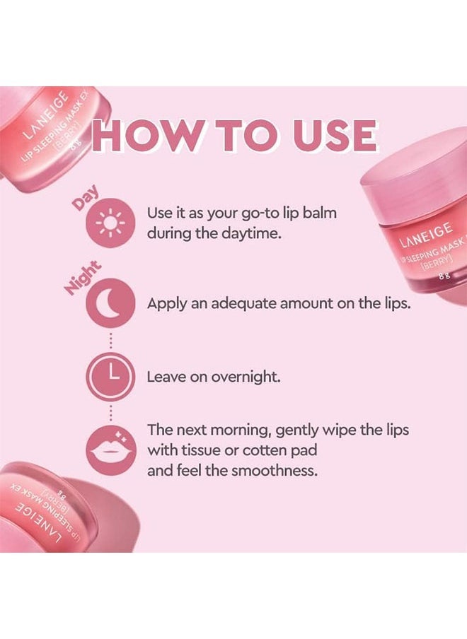 LANEIGE قناع النوم للشفاه، قناع مرطب للشفاه الكوري الأصلي لتهدئة وترطيب | إزالة الجلد الجاف من الشفاه - Image 2