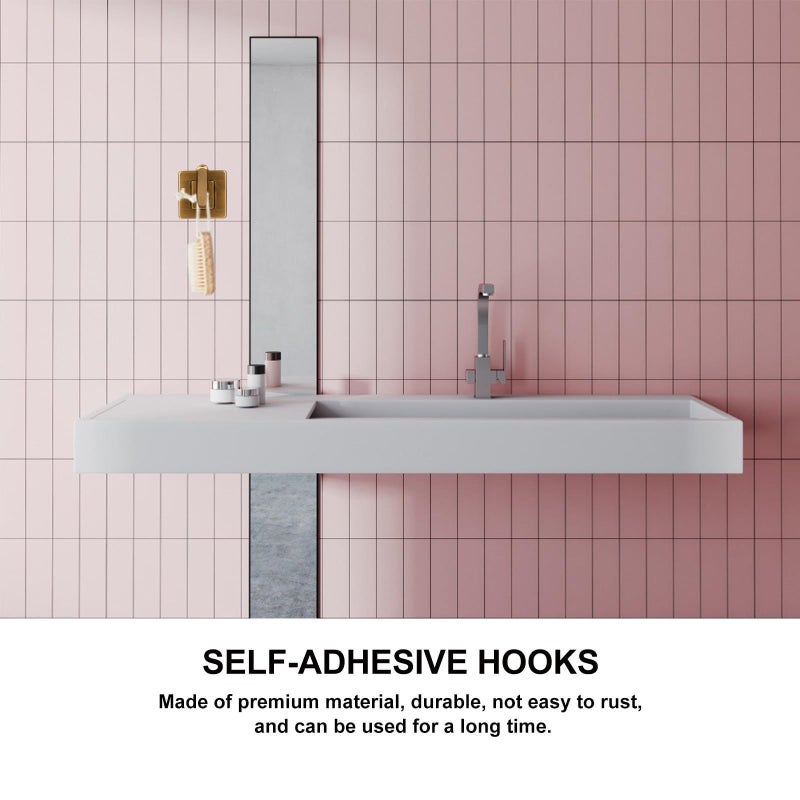 Retro Square Metal Self Adhesive Wall Hooks 2pcs For Bathroom Kitchen Punch Free Storage - Image 5