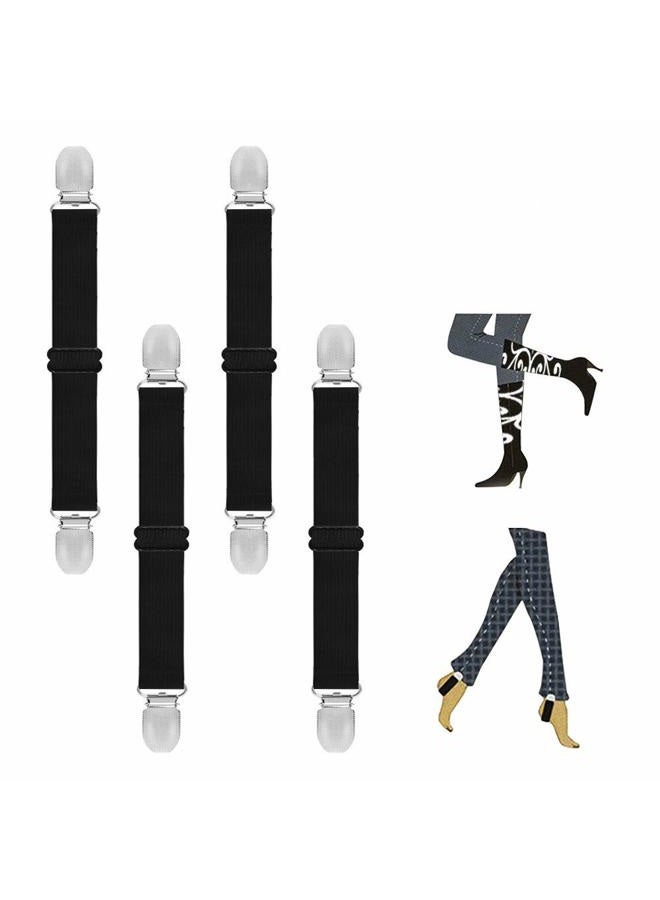 Goodtimes Boot Straps Pant Stirrups Clips for Women and Men Motorcycle Biker Smooth Jeans Trousers Bed Sheets, Mattress Covers (Black) - Image 1