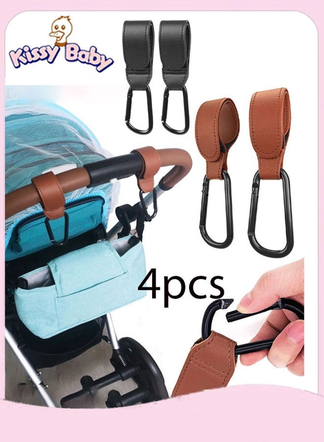 قبلة طفل خطافات عربة أطفال للحقائب (4 عبوات) - مشابك وخطافات عربة أطفال عالمية ، غير قابلة للانزلاق مع فتح بيد واحدة ، سعة وزن 11 رطلا ، ضروري لسفر الأطفال - Image 1