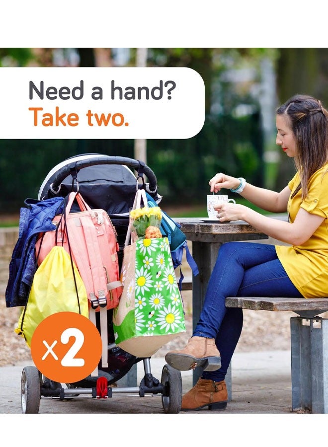 قبلة طفل خطافات عربة أطفال للحقائب (4 عبوات) - مشابك وخطافات عربة أطفال عالمية ، غير قابلة للانزلاق مع فتح بيد واحدة ، سعة وزن 11 رطلا ، ضروري لسفر الأطفال - Image 4