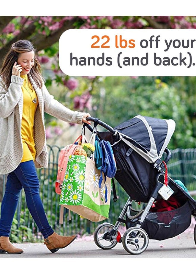 قبلة طفل خطافات عربة أطفال للحقائب (4 عبوات) - مشابك وخطافات عربة أطفال عالمية ، غير قابلة للانزلاق مع فتح بيد واحدة ، سعة وزن 11 رطلا ، ضروري لسفر الأطفال - Image 3
