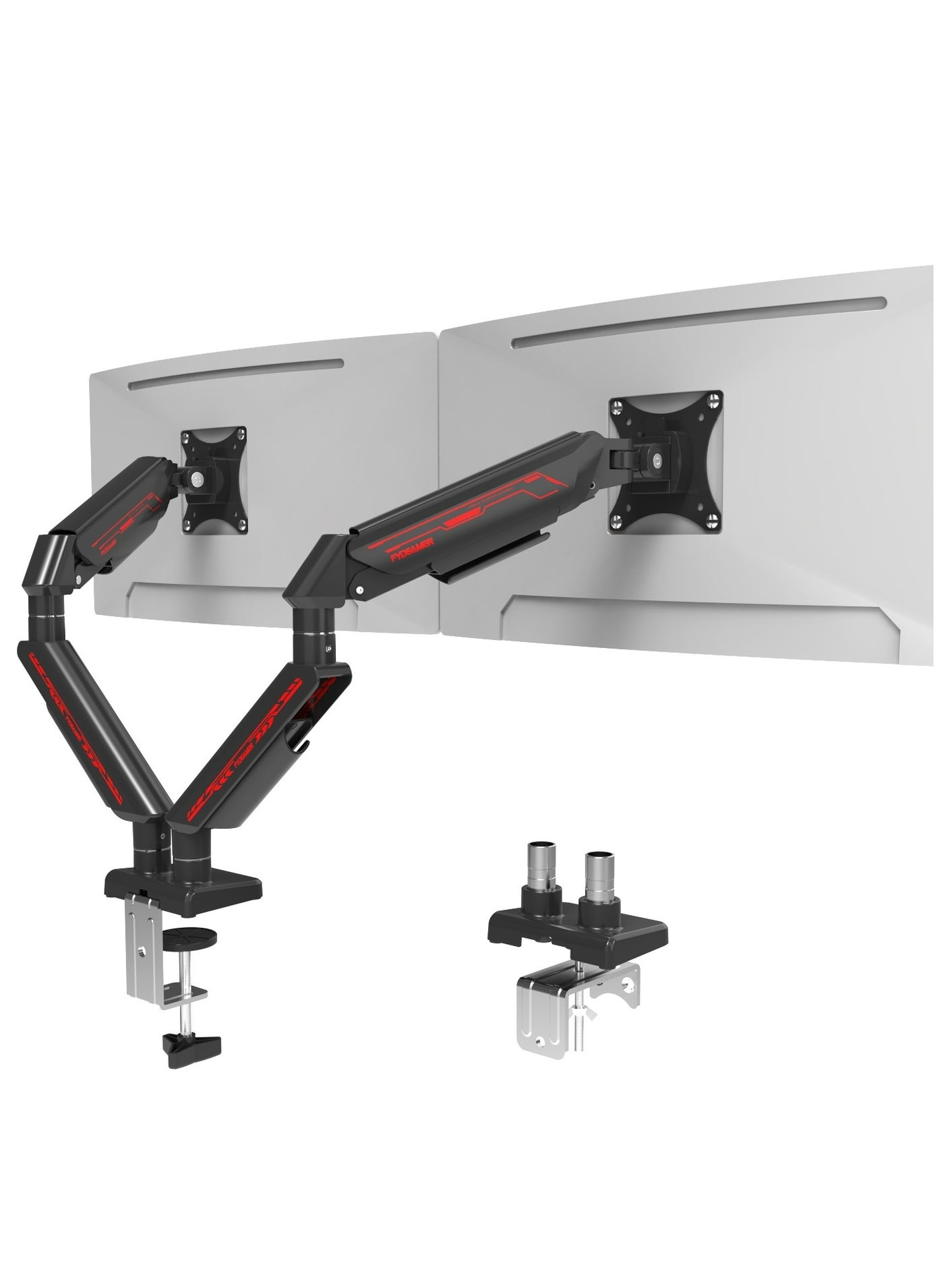Fydeamer PC Monitor Arm Gaming Monitor Arm 17-35 inches LCD Display Arm Gas Spring VESA 75X75/100X100 Multi Angle Adjustment 11KG/24LBS Load Capacity Dual Arm Black