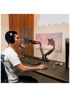 Fydeamer Fydeamer PC Monitor Arm Gaming Monitor Arm 17-35 inches LCD Display Arm Gas Spring VESA 75X75/100X100 Multi Angle Adjustment 11KG/24LBS Load Capacity Dual Arm Black  - Image 5