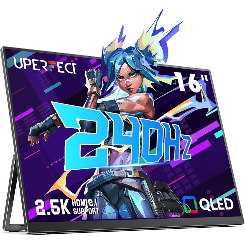 2.5K 240Hz Portable Gaming Monitor, 2560x1600 QHD 100 DCI-P3 400 Nits Portable Monitor for Laptop w/Stand VESA, Adaptive Sync HDMI 2.1 External Screen for PC Phone Game Console - Image 1