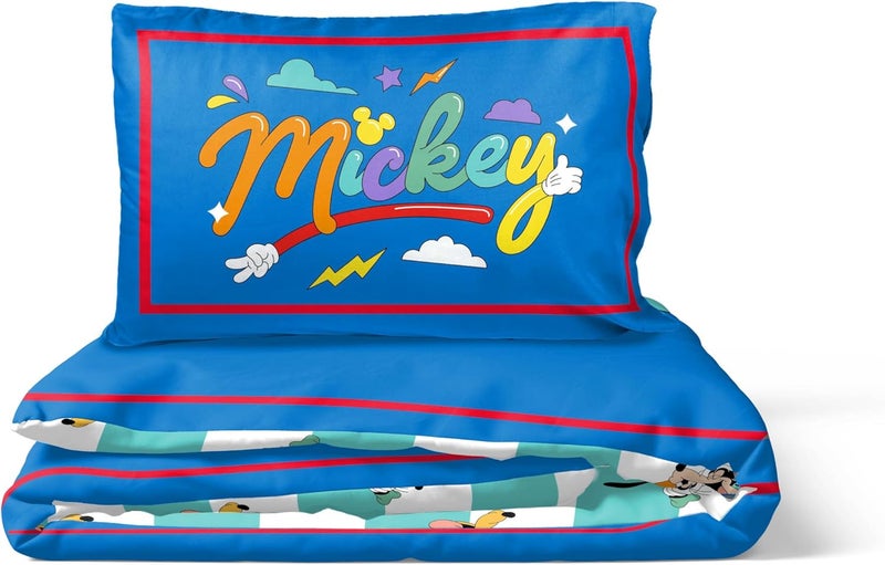 Jay Franco Disney Mickey Mouse Blue 100% Cotton Single Duvet Cover Set - Includes 50 x 70 cm Pillowcase - Image 5