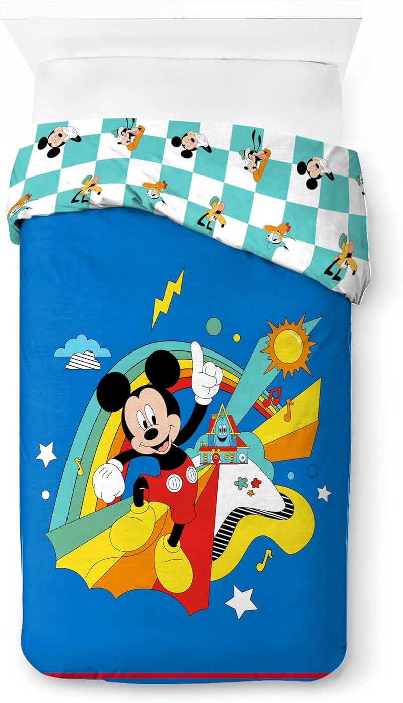 Jay Franco Disney Mickey Mouse Blue 100% Cotton Single Duvet Cover Set - Includes 50 x 70 cm Pillowcase - Image 2