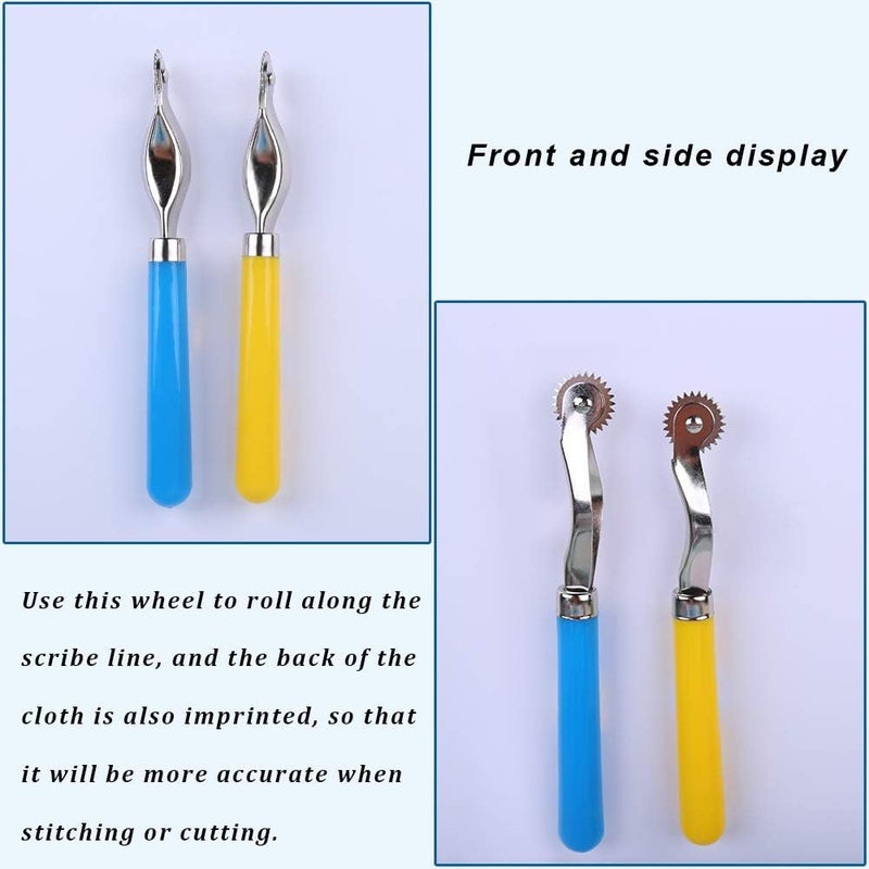 LUNARM 2 Pcs Tracing Wheel Sewing Tool, Plastic Handle Needle Point Tracing Wheel, Random Color Tracing Wheel Sewing Tool, Professional Stitch Marking Spacer for Arts and Leather Crafts - Image 3