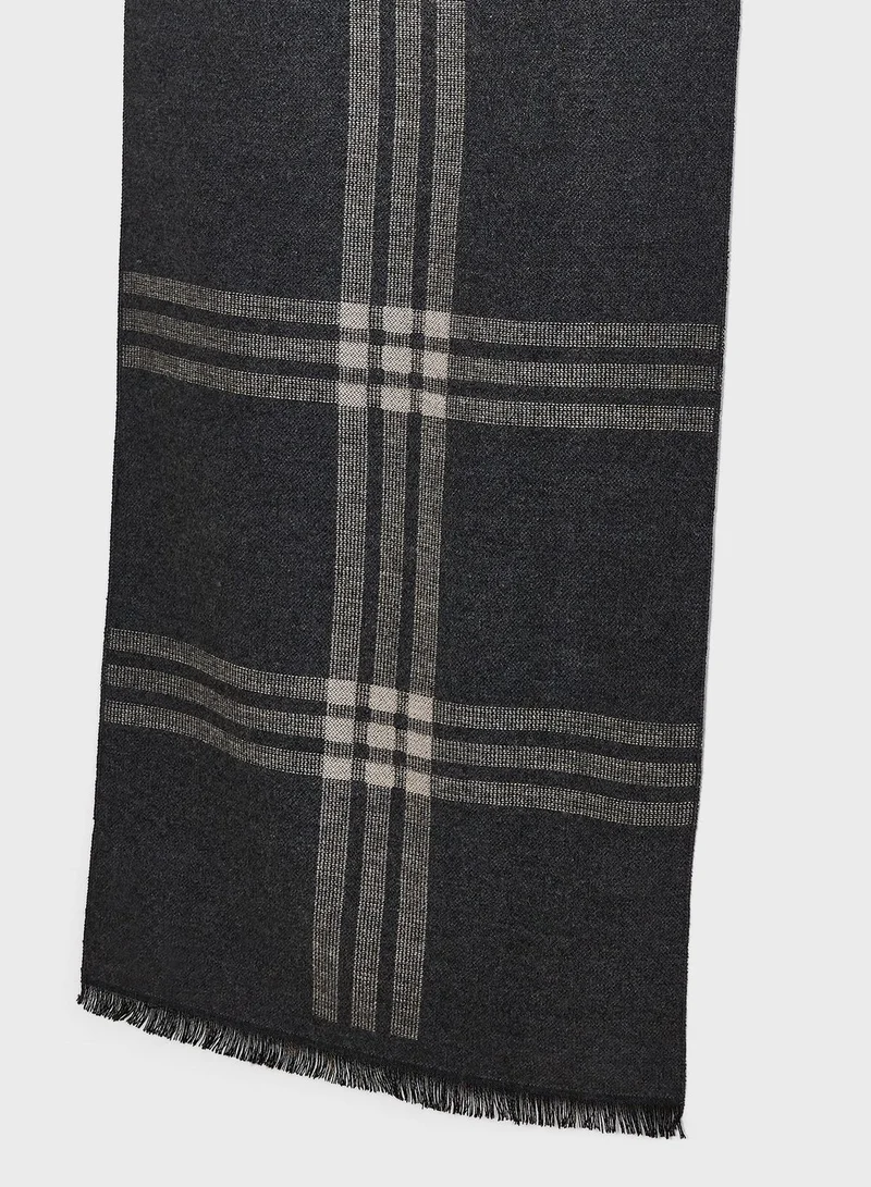 Robert Wood Stripe Detail Winter Scarf