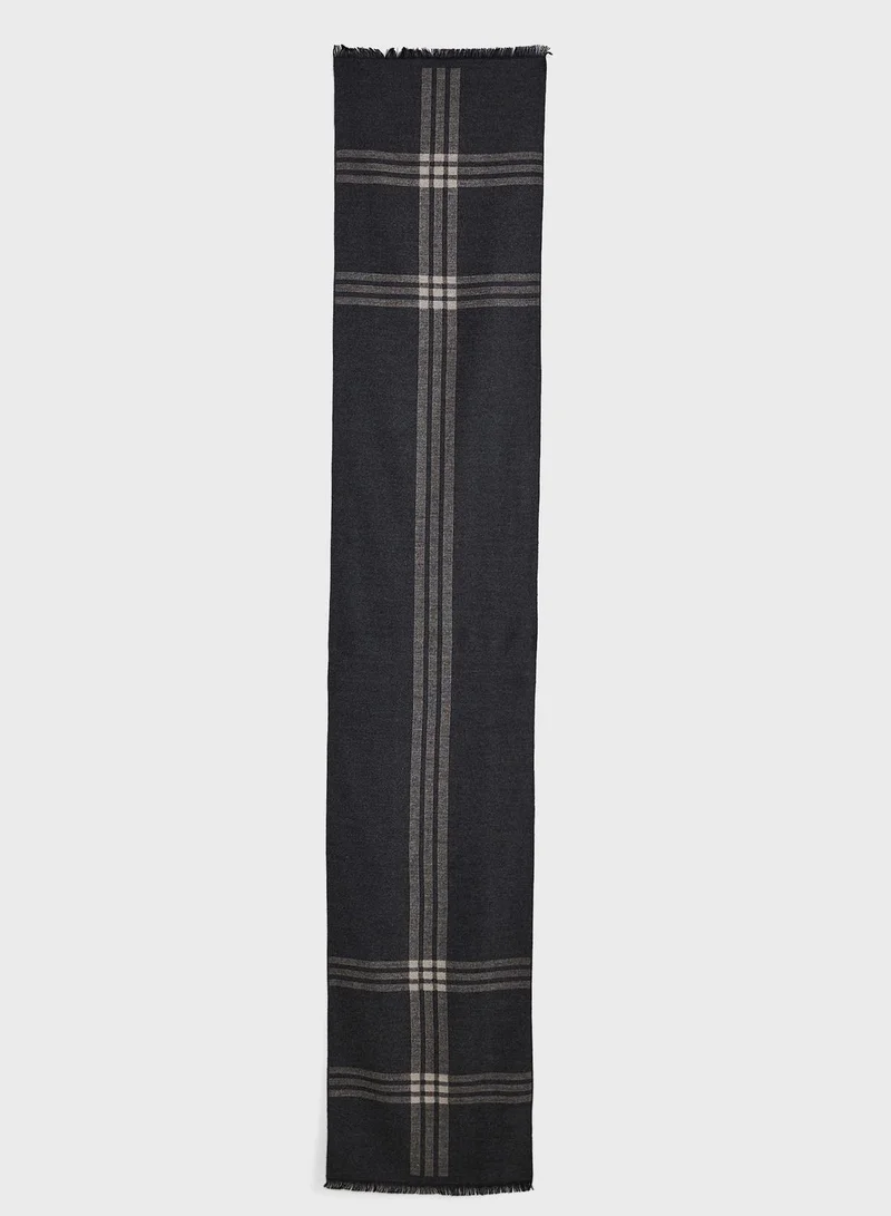 Robert Wood Stripe Detail Winter Scarf