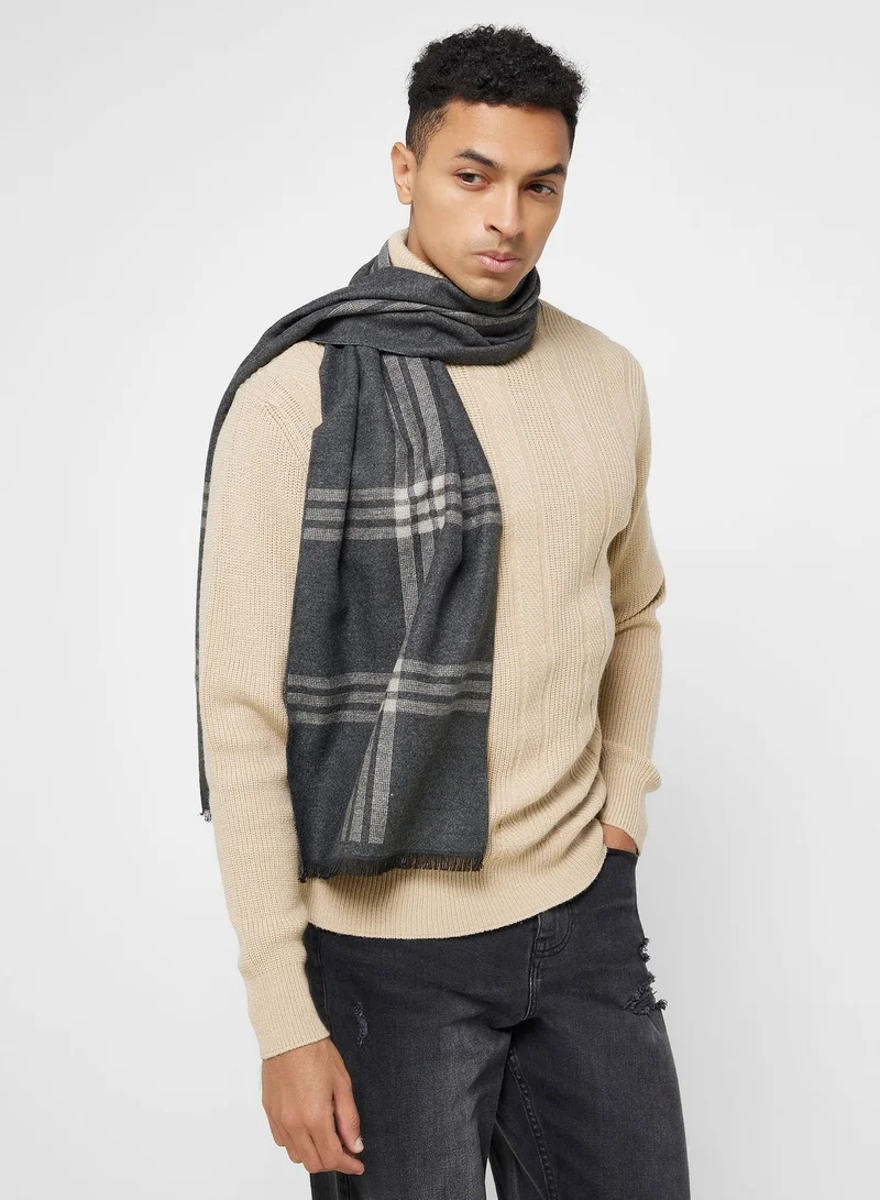 Robert Wood Stripe Detail Winter Scarf