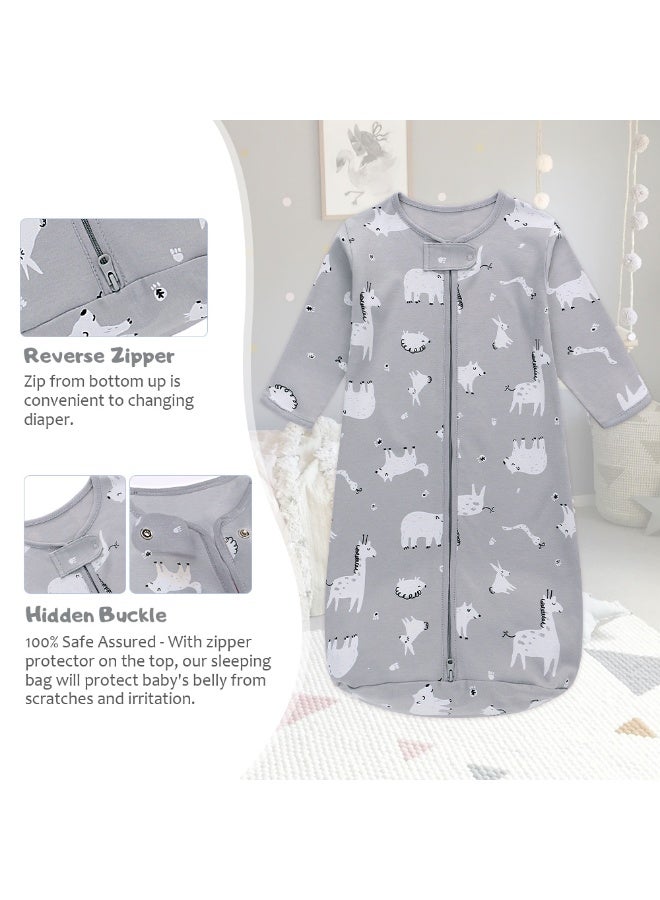 Miracle Baby 100% Cotton Long sleeves Baby Sleeping Bag, Double Zipper Baby Wearable Blankets  0.5TOG - Image 2