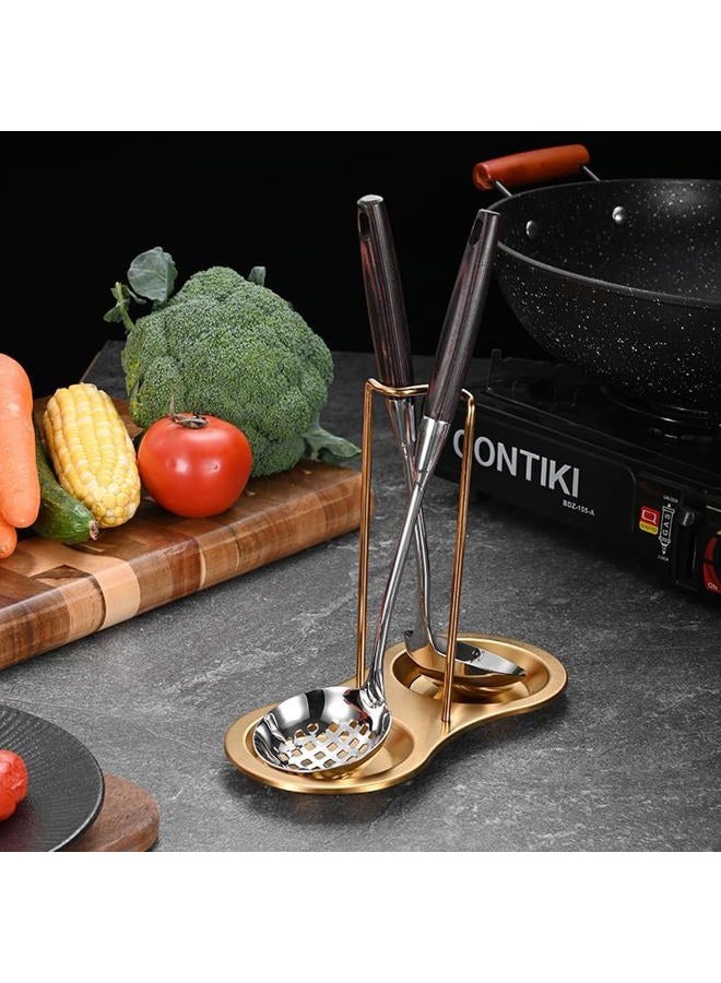 SiegenPro Stainless Steel Spoon Rest, Spatula Ladle Holder, Utensil Spoon Rest Holder, Brushed Finish, Dishwasher Safe (Gold 1PC) - Image 3