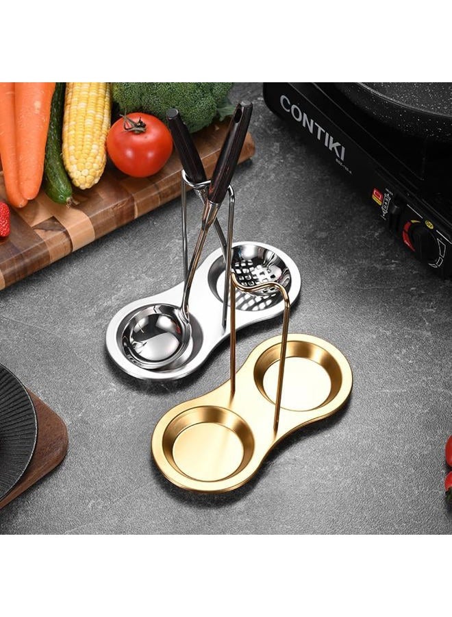 SiegenPro Stainless Steel Spoon Rest, Spatula Ladle Holder, Utensil Spoon Rest Holder, Brushed Finish, Dishwasher Safe (Gold 1PC) - Image 4