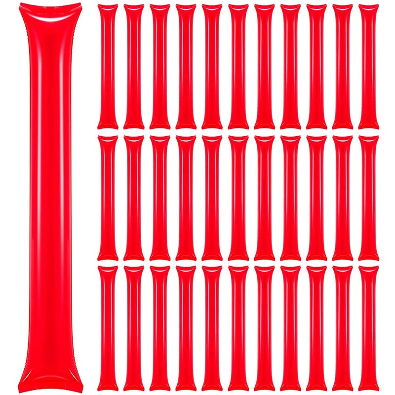 Inflatable Cheer Sticks: 50-Piece Red 7x5 Feet Thick Plastic - Effortless Inflation & Durable Build Loud Noise Makers for Sports Events, Adult Party Favors, Team Spirit Events - Image 1