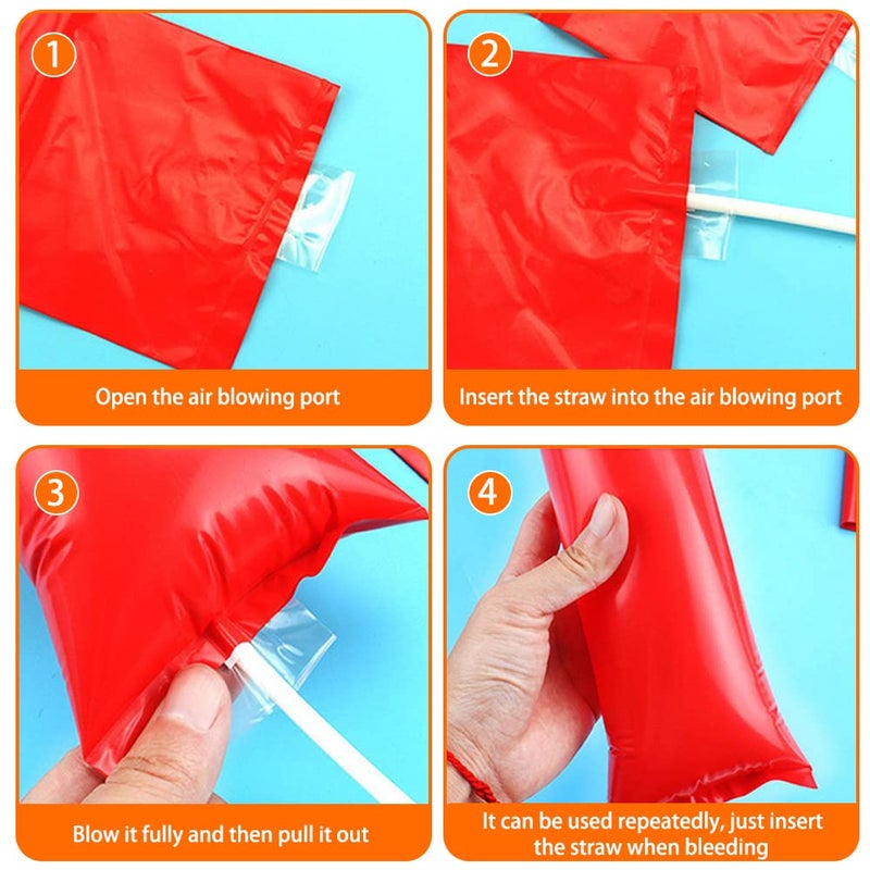 Inflatable Cheer Sticks: 50-Piece Red 7x5 Feet Thick Plastic - Effortless Inflation & Durable Build Loud Noise Makers for Sports Events, Adult Party Favors, Team Spirit Events - Image 4