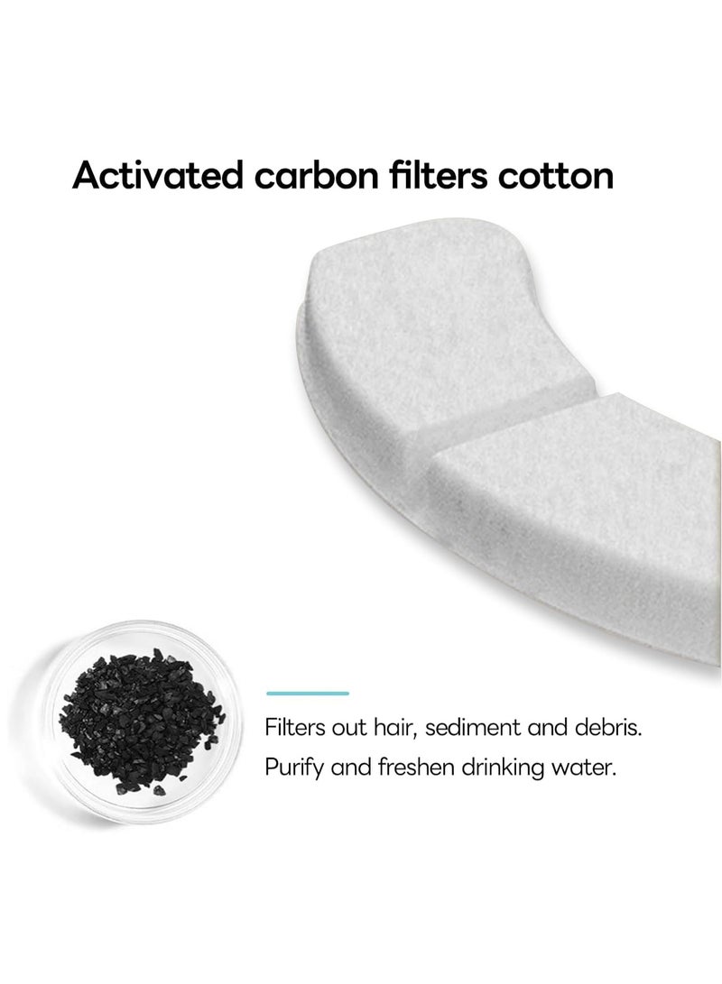 Cat Water Fountain Filters, 6-Pack Cat Fountain Filter Relacement, Curved Sponge Activated Carbon, Replaceable Filter Compatible with 3L Pet Water Dispenser - Image 3