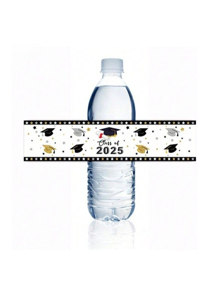 Graduation Decorations Graduation Cap and Year Number Water Bottle Labels 10 Graduation Party Stickers - Image 1