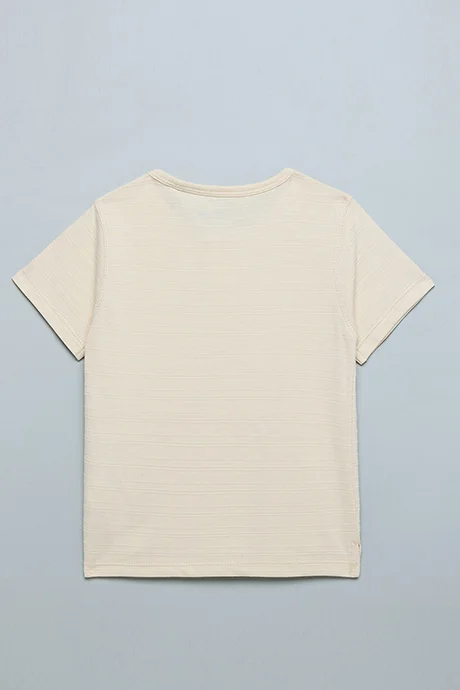 أر أند بي Solid T-shirt with Henley Neck and Short Sleeves