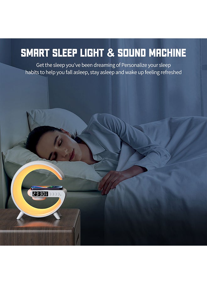 O Ozone - Wireless Charger Atmosphere Lamp G Shape Light Up Wireless Speaker Music Sync App Control for Bedroom Home Decor - White - Image 1