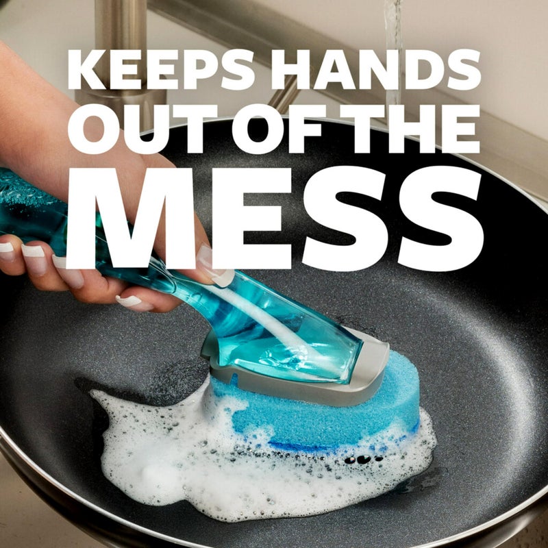 Scotch Brite فرشاة تنظيف الأطباق غير القابلة للخدش من سكوتش برايت، لتنظيف المطبخ والحمام والمنزل، فرشاة تنظيف الأطباق غير القابلة للخدش آمنة لأواني الطهي غير اللاصقة، 1 فرشاة تنظيف الأطباق - Image 3