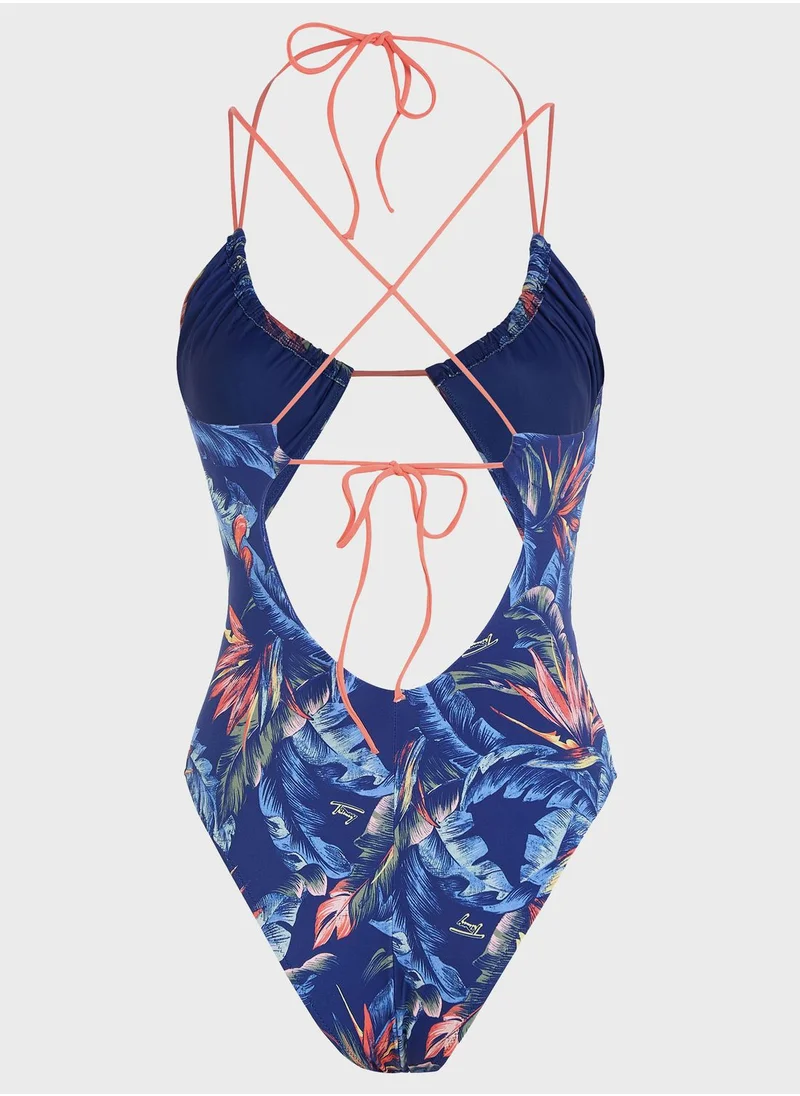 TOMMY JEANS Printed Cut Out Swimsuit
