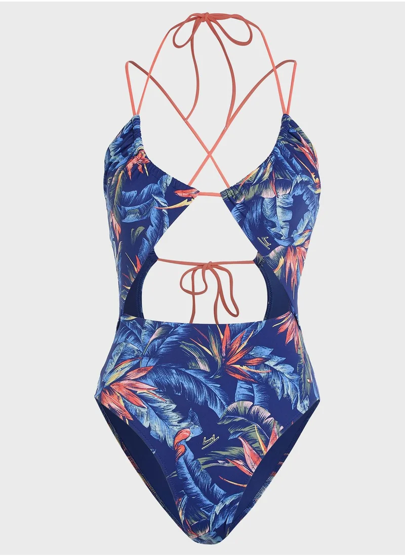 TOMMY JEANS Printed Cut Out Swimsuit