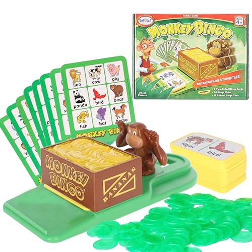 POPULAR PLAYTHINGS Monkey Bingo Picture Board Game Animal Matching Game Early Learning Fun Gifts for Kids Ages 4 Up - Image 1