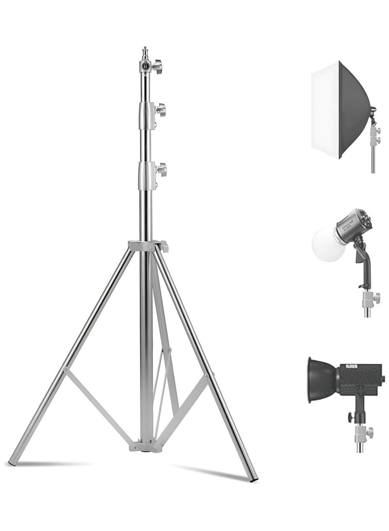 يلا جوي حامل ثلاثي القوائم لإضاءة التصوير الفوتوغرافي 280 سم قابل للتعديل من الفولاذ المقاوم للصدأ عالي التحمل مع حامل عاكس أقصى حمولة 10 كجم، حامل ثلاثي القوائم قابل للطي وتلسكوبي لإضاءة استوديو الفيديو وخلفيات المظلات وصندوق الضوء - Image 1