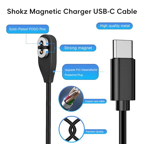 sweguard Shokz Charger USB C Cable [2-Pack, 3.3ft] USB Type C to Shokz Magnetic Charging Cord Compatible with Aftershokz Aeropex, Shokz OpenRun Pro/Air/Mini, OpenComm 2 - Image 2