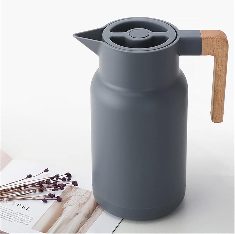 Thermal Coffee Decanter Thermal Bottle Vacuum Flask With Wooden Handle Economic Insulation Pot Large Capacity Warmer Bottles Glass Liners Insulated Coffee Pot - Image 1