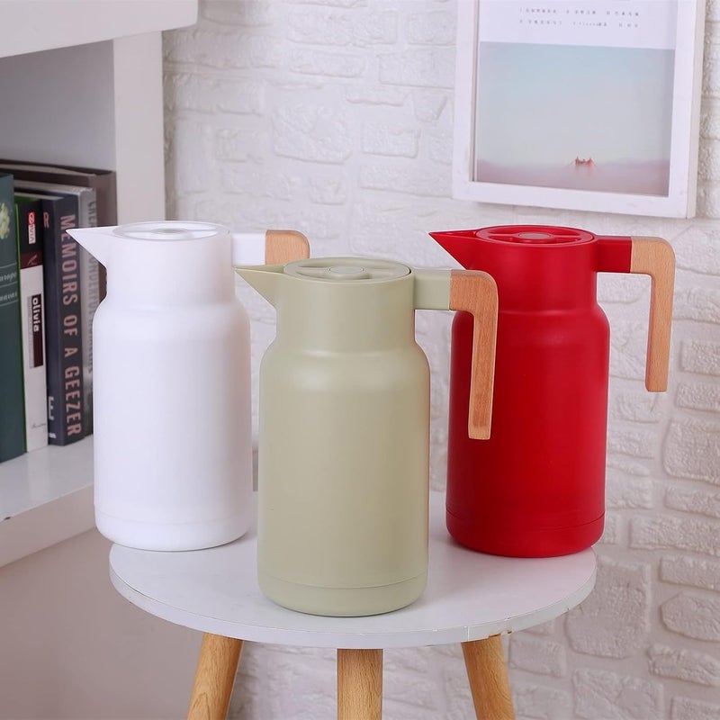Thermal Coffee Decanter Thermal Bottle Vacuum Flask With Wooden Handle Economic Insulation Pot Large Capacity Warmer Bottles Glass Liners Insulated Coffee Pot - Image 5