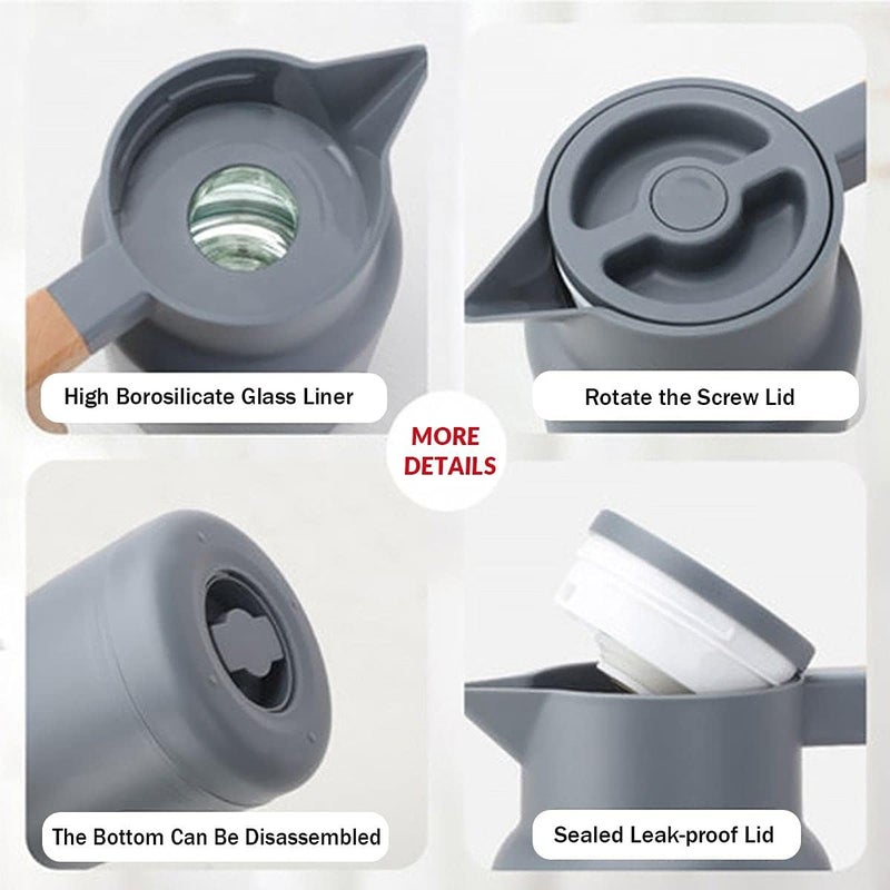 Thermal Coffee Decanter Thermal Bottle Vacuum Flask With Wooden Handle Economic Insulation Pot Large Capacity Warmer Bottles Glass Liners Insulated Coffee Pot - Image 2