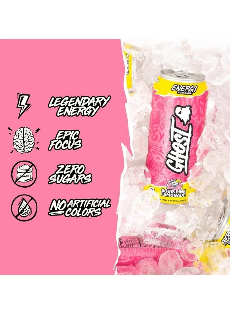 Ghost Energy RTD Drink Sour Pink Lemonade 473ml – Pack of 12 - Image 4