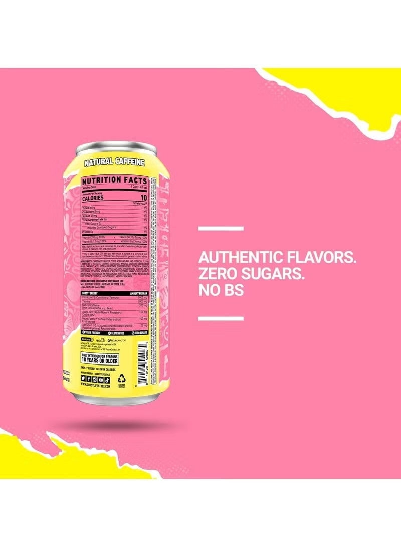 Ghost Energy RTD Drink Sour Pink Lemonade 473ml – Pack of 12 - Image 5