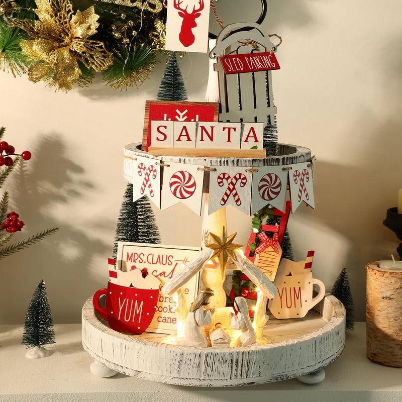 BUTITNOW Nativity Scene with Lights, Sculpted Hand Painted Nativity Figure - First Christmas Story Decoration Holiday Manger Little People Nativity Set for Indoor Home Display, Tabletop - Image 2
