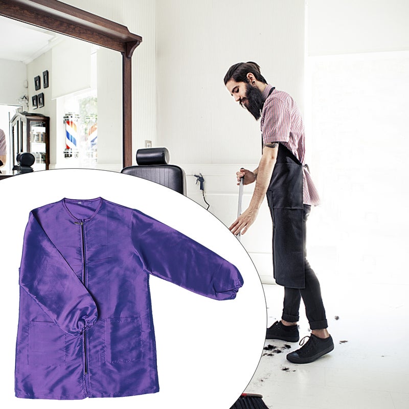Long Sleeve Beauty Technician Overalls Water-proof SPA Salon Suit Attractive Hair Dyeing Clothes (Purple, L) - Image 5