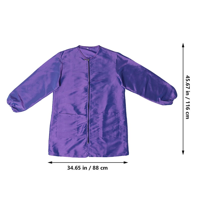 Long Sleeve Beauty Technician Overalls Water-proof SPA Salon Suit Attractive Hair Dyeing Clothes (Purple, L) - Image 2